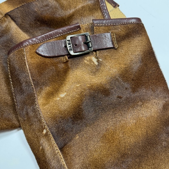 Frye Veronica Brown Calf Hair Leather Slouch Tall Boots S-484 Sz 7.5 - Picture 8 of 10